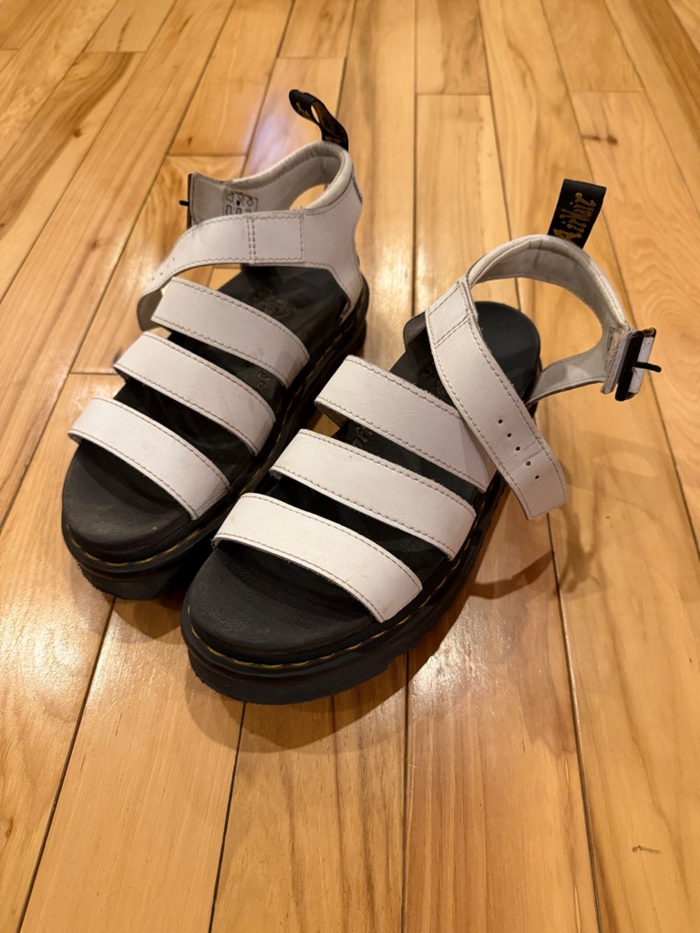 Dr. Martens White Leather Multi-Strap Platform Sandals size 7